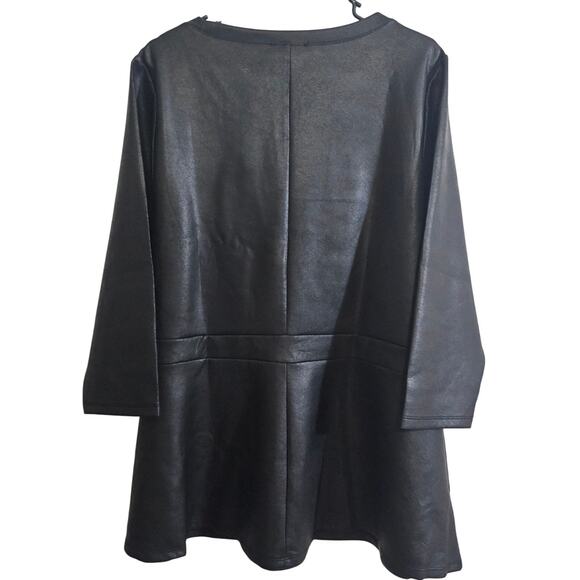 Lane Bryant Faux‎ Leather Peplum Top 22/24 Plus Black Moto Party Casual NWT - Picture 8 of 10